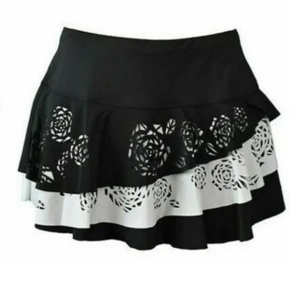 Lucky in Love floral laser cut ruffle tennis athletic skort - Picture 2 of 6
